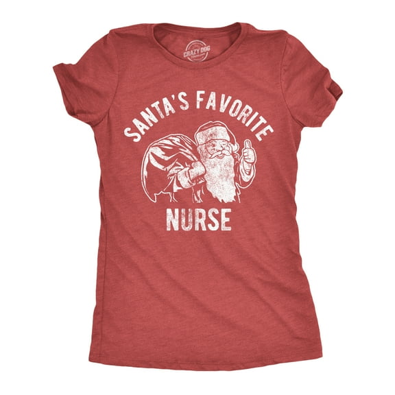 Womens Funny T Shirts Santas Favorite Nurse Sarcastic Christmas Graphic Novelty Tee For Ladies Womens Graphic Tees