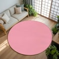 thumbnail image 3 of Pink 7ft Round Rug, Farmhouse Solid Pink Color Modern Art Non-Skid Rubber Backing Large Area Rugs - Living Room Bedroom Home Office, Indoor Floor Mat Carpets Washable Rug, 3 of 9