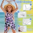 thumbnail image 5 of SEANATIVE Girls One-Piece Swimsuits with Mesh Cover-up Skirt One-Piece Bathing Suits Back Cutout Stylish Stretch Swimwear for Kids Teenagers, Size 7-8, Violet Tie-dye Leopard Print, 5 of 7