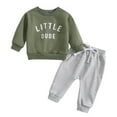 thumbnail image 2 of JIANJIA Toddler Boys Outfit Sets Letter Print Crew Neck Long Sleeve Sweatshirts Tops With Pants Tracksuit Autumn Winter Daily-Wear, 2 of 3