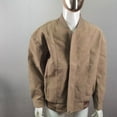 thumbnail image 6 of ohmzyzo Mens Faux Leather Bomber Jackets Classic Style Motorcycle Jackets Full Zip Turndown Collar Coats Windproof Patchwork Outerwear Khaki L, 6 of 7