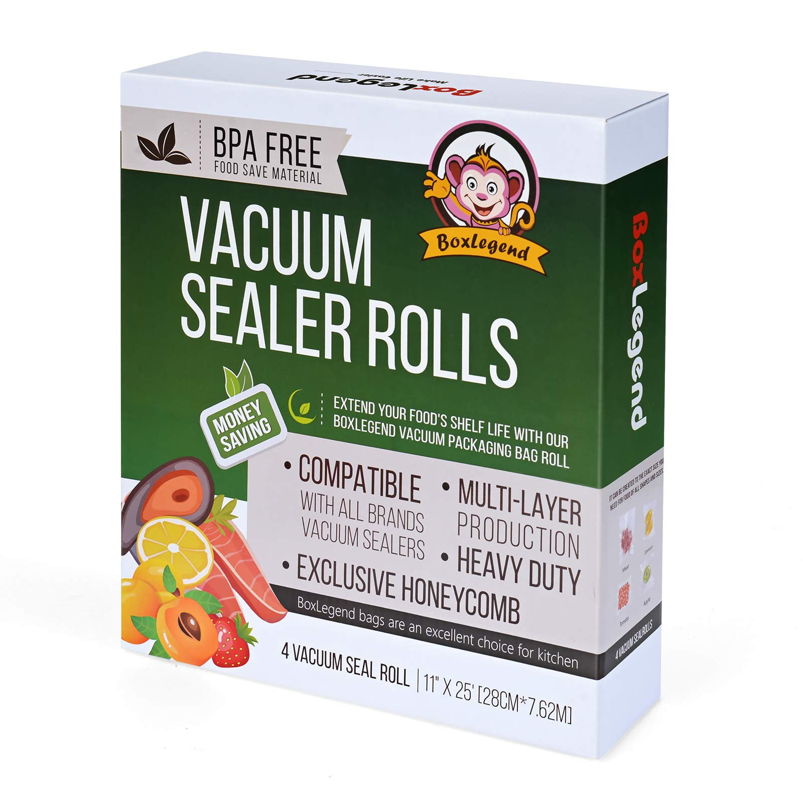 Vacuum Sealer Bags Roll 4 Pcs 8 x 150' Rolls (Total 600 feet) Vac Seal  Bags for Food Saver Storage, Meal Saver Freezer Vacuum Sealer Bags, Sous  Vide