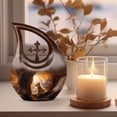 thumbnail image 3 of MUKTIVE Wolf Memorial Urns for Adult Male - Large Brown Funeral Urns for Human Ashes Adult Female - Cross Drop Burial Urn for Ashes for Women - Cremation Urn for Mom & Dad - 10 Inch, 3 of 7