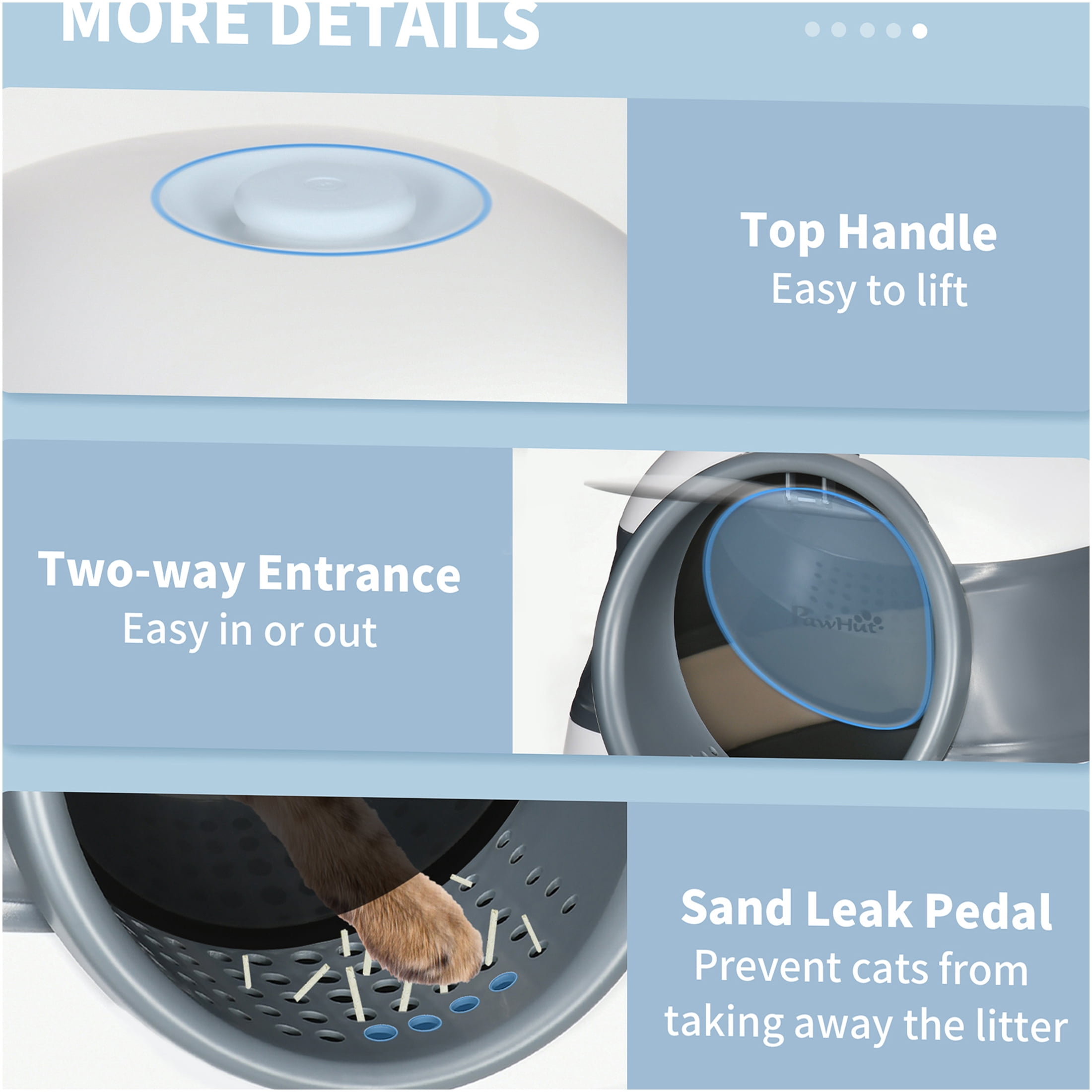 JERFIT Enclosed Cat Litter Box with Lid, Foldable High Sided Litter Box for Odor Control, Large Entrance Kitty Litter Pan with Air Freshener, Easy Clean & Portable, White