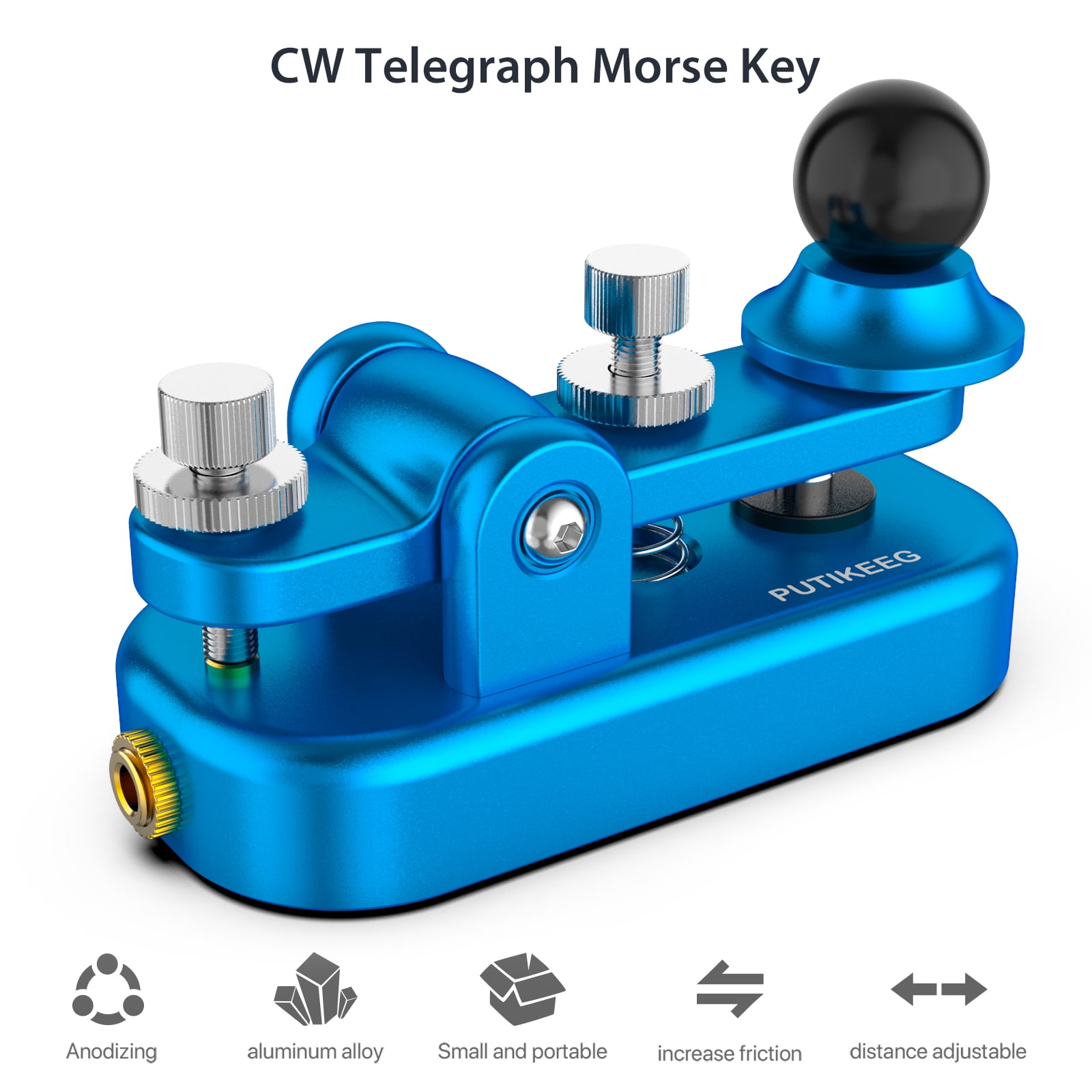 Putikeeg Morse Code Straight Key, Morse Code Paddle Key (Light water blue)