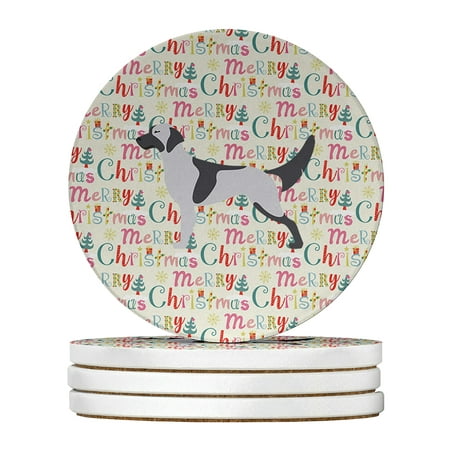 

English Setter Merry Christmas Large Sandstone Coasters Pack of 4 4 in x 4 in