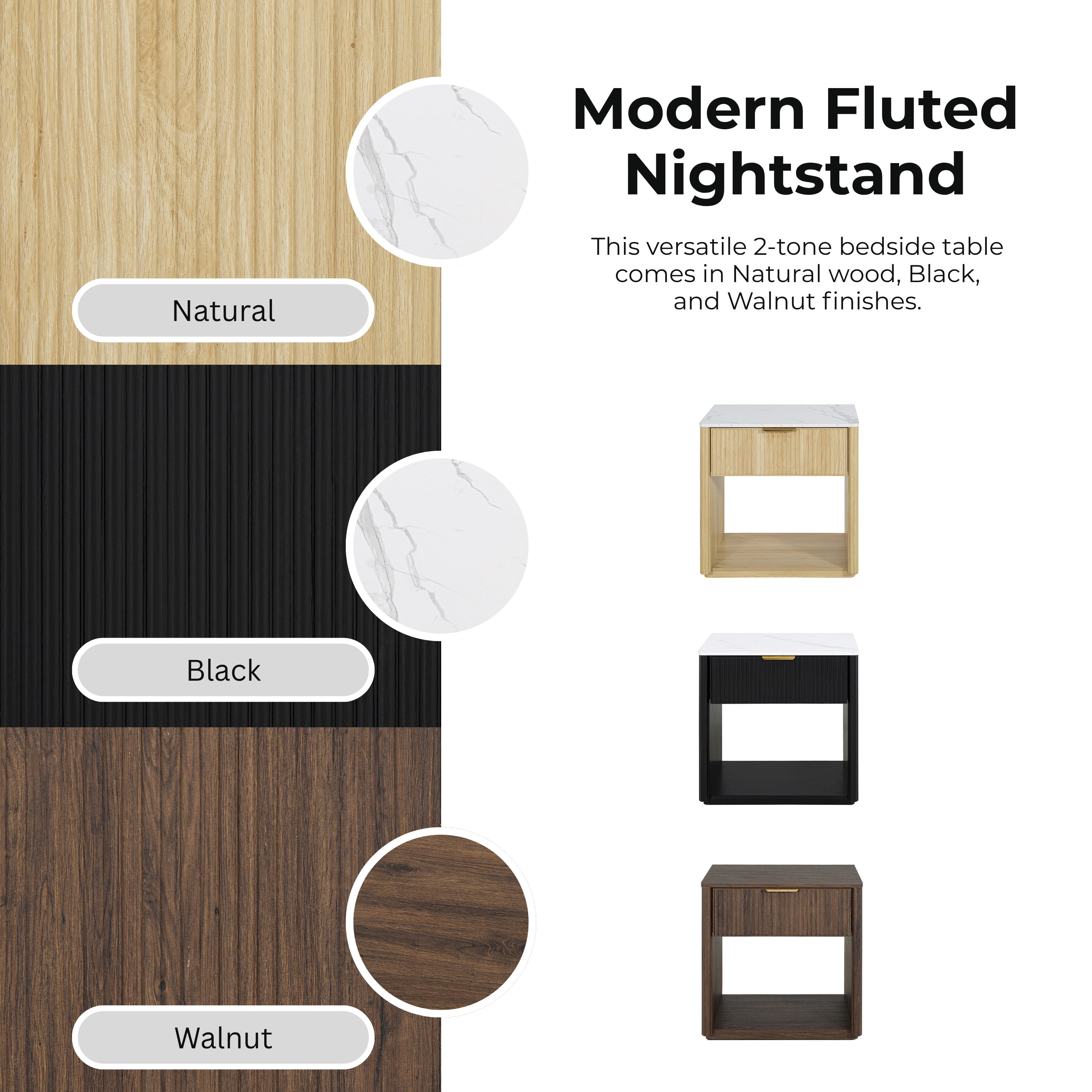 Furniture of America Elarin Modern Wood 1-Drawer Nightstand with Open Bottom Shelf, Black