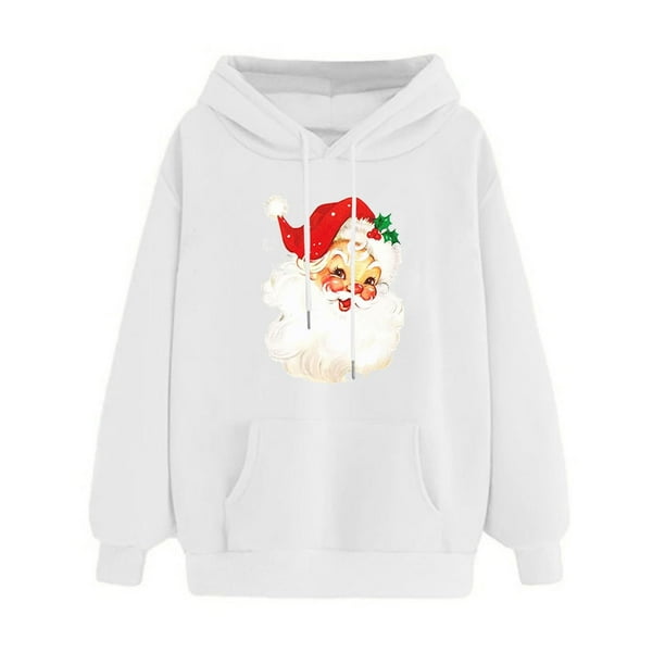 WILLBEST Sudadera Deportiva para Mujer Sudadera Navideña con Capucha Sudadera Informal de Manga Larga con Estampado Navideño Chica