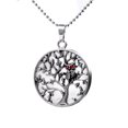 thumbnail image 1 of Colliers & Pendentifs Arbre de Vie Creux Argent Ancien Rond Femmes Hommes, 1 of 6