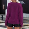 thumbnail image 5 of Blusa de manga larga de color sólido a la moda para mujer Tops informales con cuello en V de encaje Fridja  bvmnju3542, 5 of 5