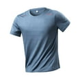 thumbnail image 4 of HomeDM Workout Shirts for Men, Quick Dry Short Sleeve Athletic Solid Color Tops Crew Neck T Shirt for Running Gym, Light Blue, 4 of 9