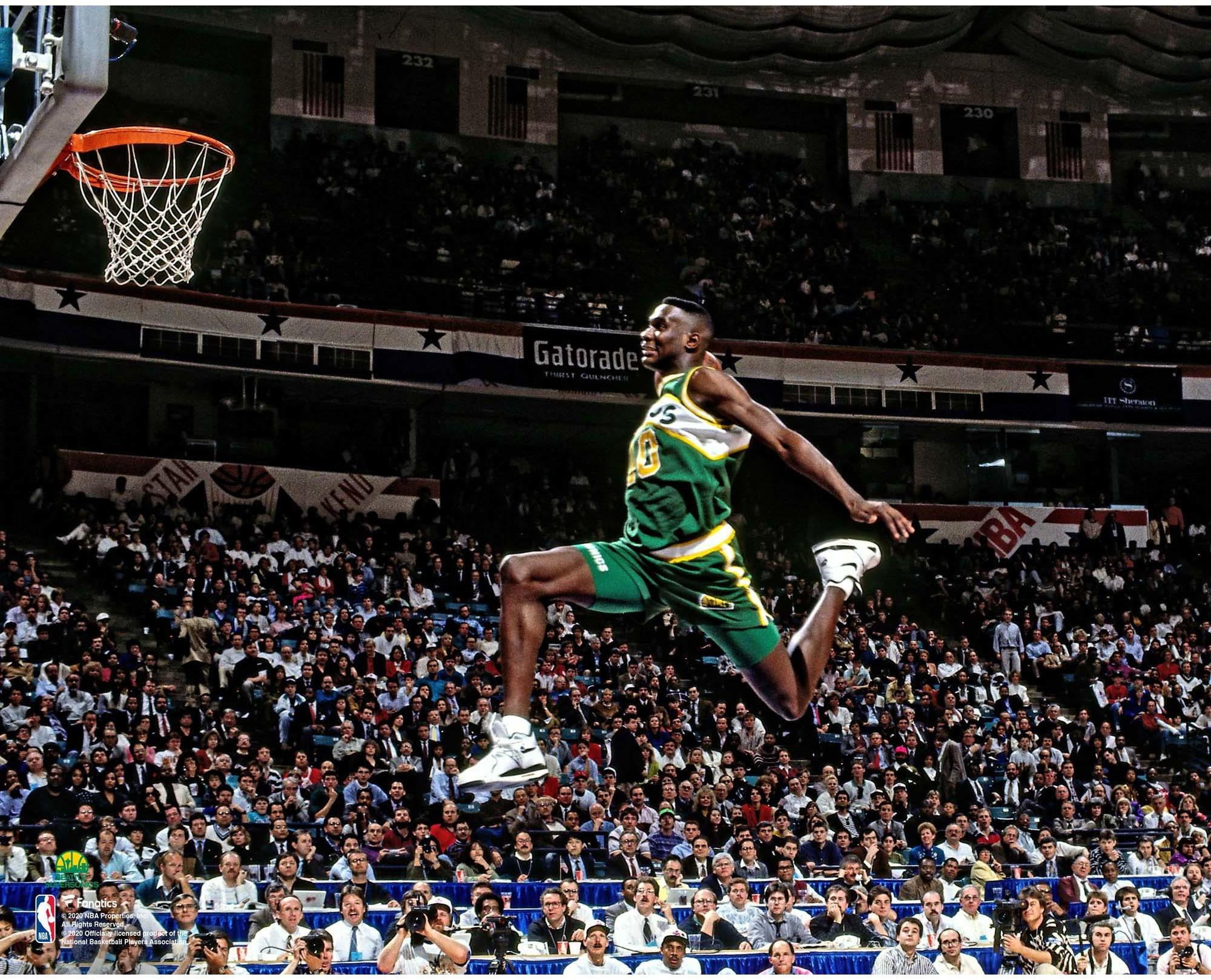 Shawn Kemp Seattle Supersonics NBA AllStar 1991 Slam Dunk Contest Photograph