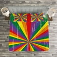thumbnail image 3 of Ambesonne Pride Quilted Bedspread Set 3 Pcs, Vintage Radial Scratched, Queen Size, Multicolor, 3 of 3