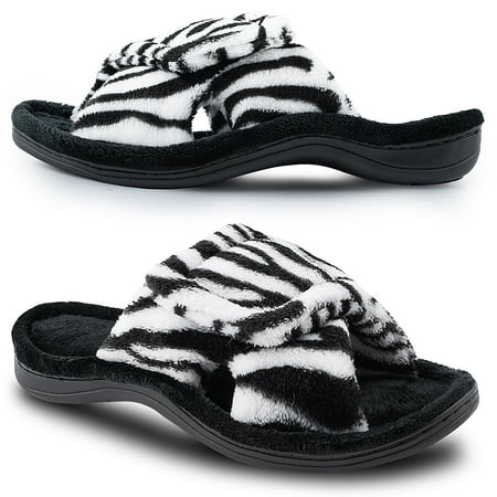 

Women s Arch Support Diabetic Slippers Memory Foam House Shoes Orthotic Heel Cup Arthritis Edema Slippers with Adjustable Strap Zebra 9.5/10.5
