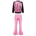 thumbnail image 4 of TiaoBug Kids Girls Gymnastics Sports Dance Set Long Sleeve Sequins Jacket with Bell Bottoms Pants Pink 16, 4 of 7