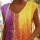 thumbnail image 5 of Camiseta de verano para mujer, holgada, informal, multicolor, cuello en V, sin mangas, Top degradado para mujeres y niñas, morado XXL, 5 of 7