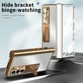 thumbnail image 5 of Nalacover for Samsung Galaxy Z Fold5 Aluminum Metal Folding Case, S Pen Holder Hinge Protection Screen Film Cover with Hidden Bracket Plating Case for Samsung Galaxy Z Fold5,Silver + Dark Gold, 5 of 7