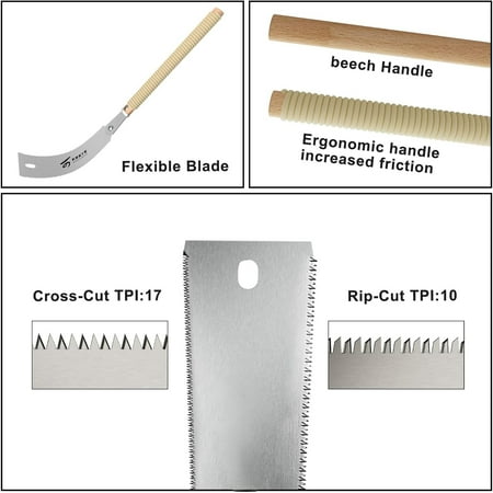 

GUANGZHFENGDA Sharp and Light Japanese Pull Saw 9.5 Inch for Woodworking - Hand Dovetail Saw with Double Edges of 10/17 TPI and Replaceable Blade- High-Quality Ryoba Flush Cut Saw - Ideal