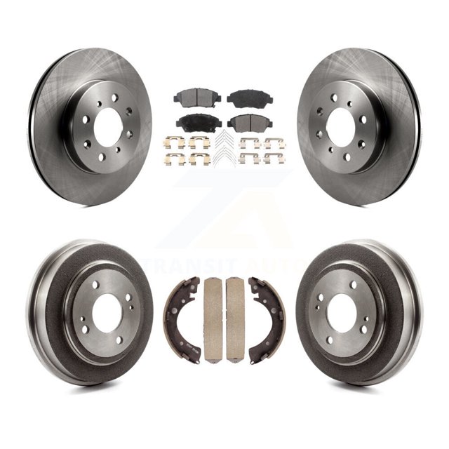 Transit Auto Front Rear Disc Brake Rotors Semi-Metallic Pads and Drum Kit for Car 2007-2008 Honda Fit K8F-103188