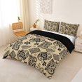thumbnail image 3 of jejeloiu Black Paisley Duvet Cover Queen For Men Women,Bohemian Print Queen Bedding,Beige Black,Black Reversible,3 Pieces,1 Duvet Cover and 2 Pillowcases, 3 of 6