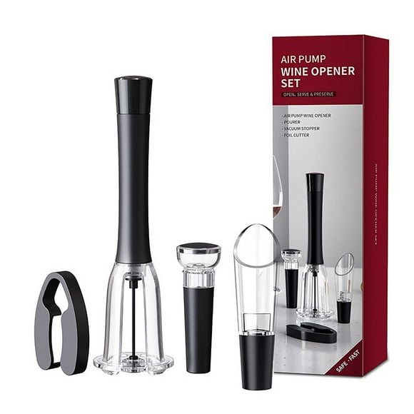 Aluminum Alloy Opener Kit with Corkscrew Bottle Stopper and Foil Cutter for Sophisticated Serving