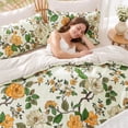 thumbnail image 3 of Exclusivo Mezcla Floral King Comforter Set, 3 Pieces King Size Lightweight Bedding Comforters, Yellow Botanical Flowers Pattern, 3 of 8