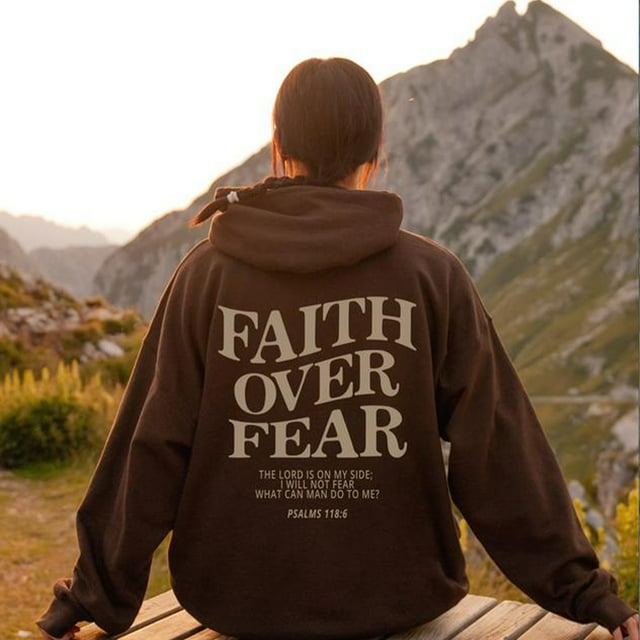 Faith Over Fear Sweat à Capuche Chrétien Sweat à Capuche Jésus Tendance