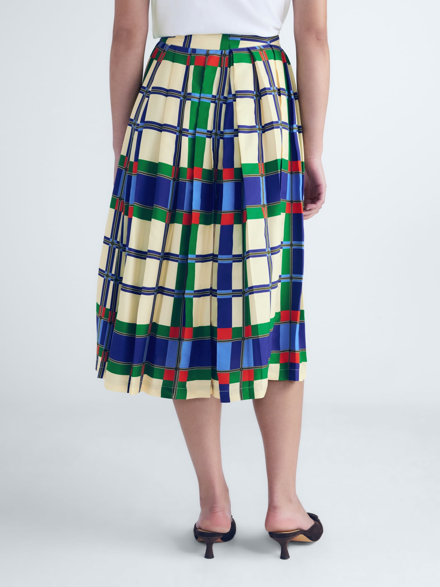 Free Assembly Women’s Silk Blend Pleated Midi Skirt, Sizes: 0-18