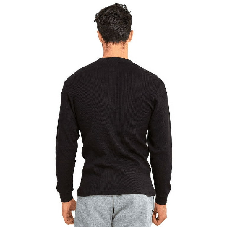 Men's Medium Weight Cotton Long Sleeve Thermal Top, Black S, 1