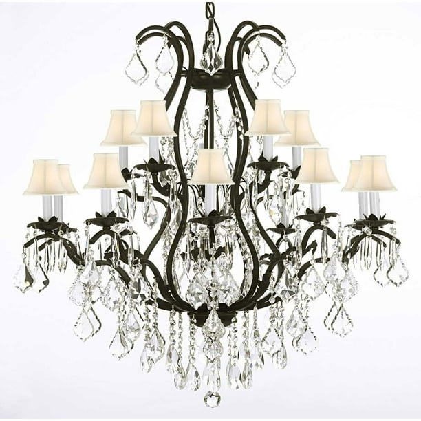 Gallery T40 637 Versailles 15 Light 2 Tier Wrought Iron And Crystal Chandelier Black Com Gallery T40 637 Versailles 15 Light 2, Versailles Wrought Iron And Crystal Chandeliers