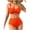 Orange, variant on FRSASU Women Swim Tummy Control Swimsuit Mesh Bathing Suit Solid Color Slim Fit Surfing Suit Split Swimsuit Set Black