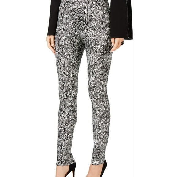 I.N.C Womens Snake Embossed Casual Leggings, Black, 8