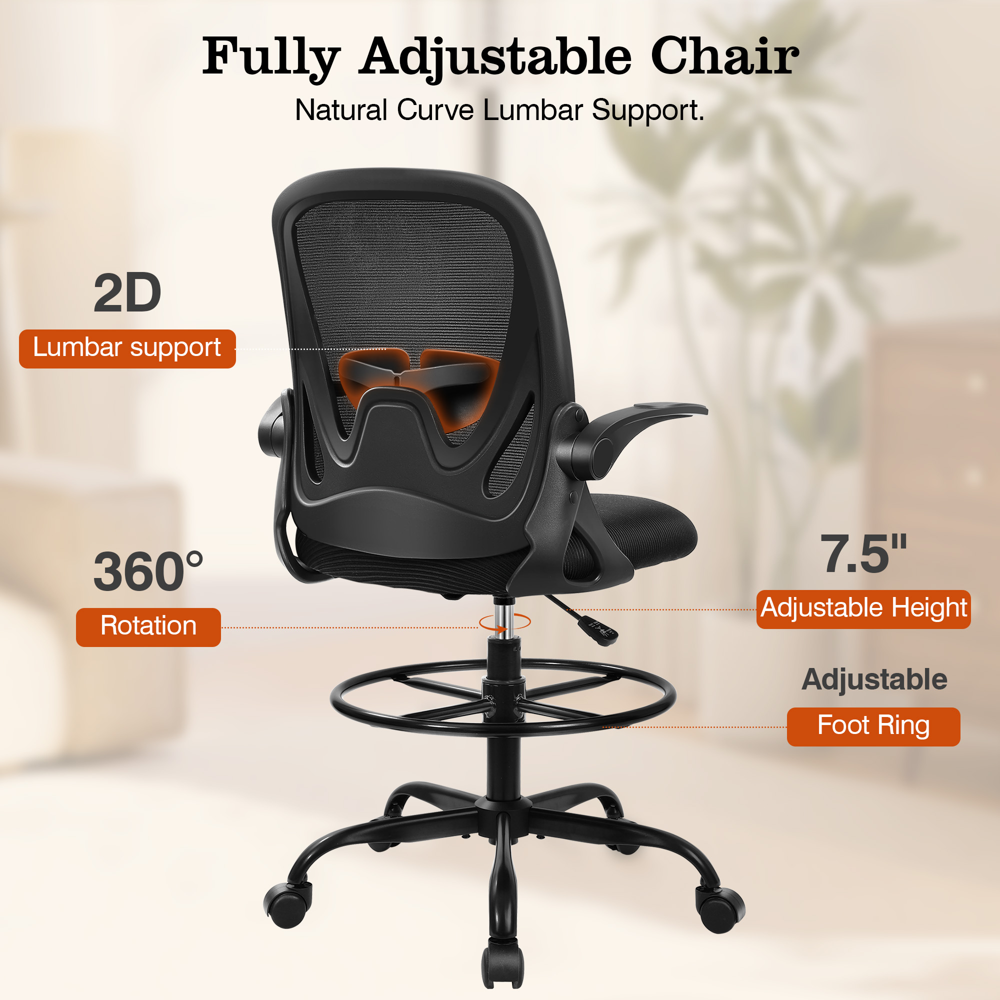 Coolhut Tall Office Chair 400lbs with Footrest Ring photo 6