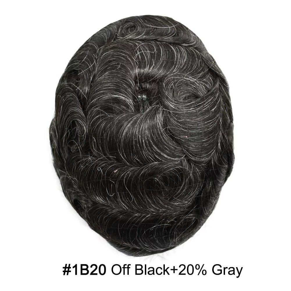 Lyrical Hair Toupee for Men Hair System for Man Siwss Super Welded Lace Mens Hairpieces Human Hair Replacement System Lace Hair Unirs Wig #1B20 Off Black with 20% Gray