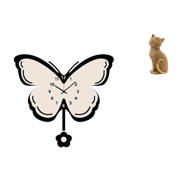 Reloj de pared acrílico de mariposa para oficina, comedor, habitación de niños, con estatua de gato, adorno de escritorio coleccionable