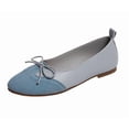 thumbnail image 6 of Women's Flat Ballet Shoes Block Color Bow Suede Round Toe Slip on Casual Fashion Lightweight Business Work Dress Shoes Light Blue Size 6.5, 6 of 6