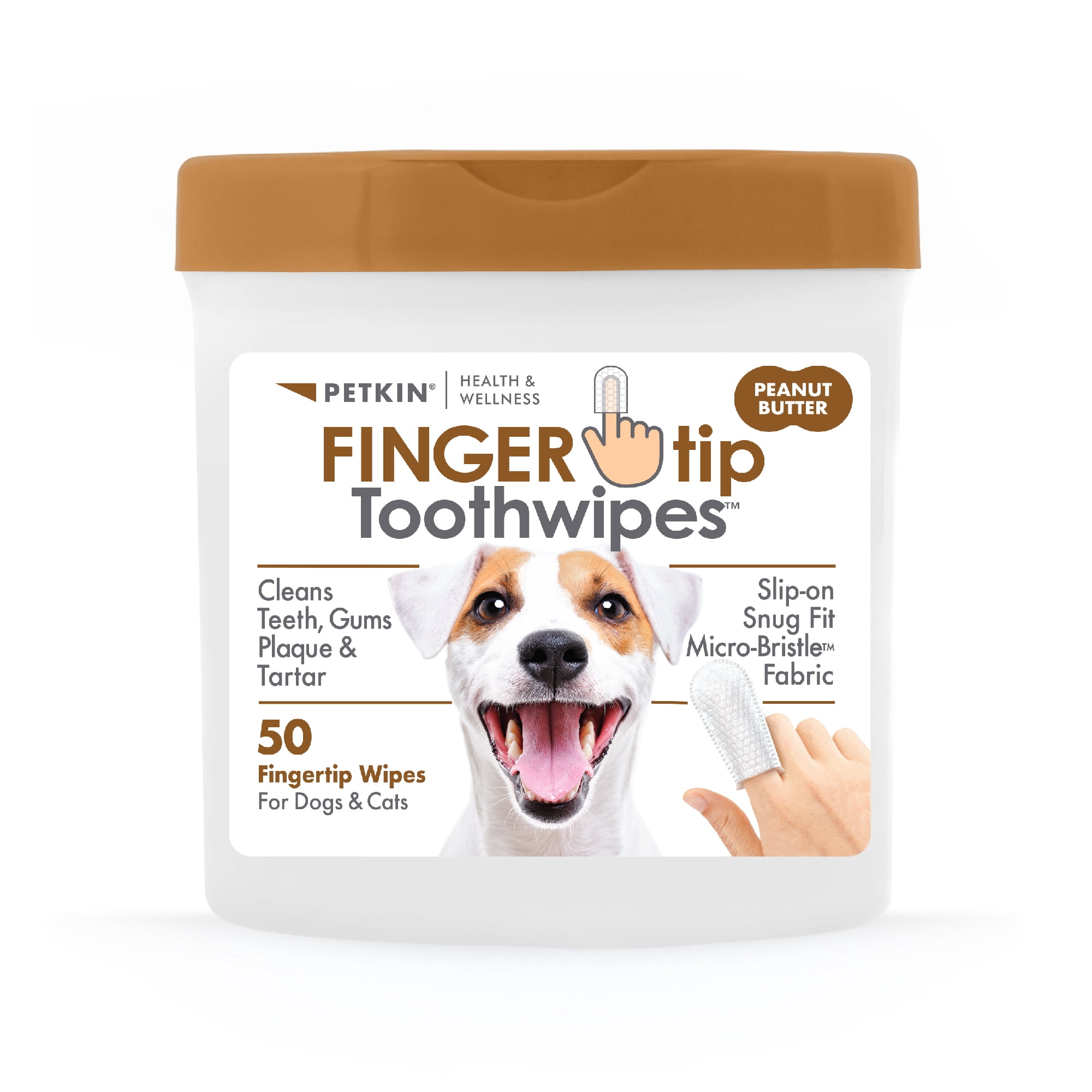 Petkin Fingertip Tooth Wipes for Dogs and Cats, 50 Finger Wipes