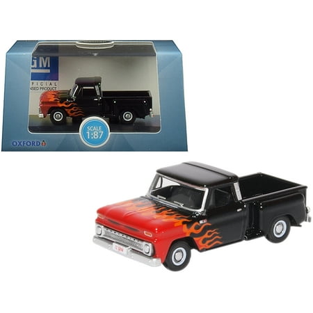 1965 Chevrolet C10 Stepside Pickup Truck Black with Flames