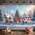 thumbnail image 2 of Snowman Design Christmas Banner Holiday Decorations Reindeer Scene Santa Claus Sleigh Winter Wonderland for Outdoor Party Kids Celebration, 2 of 9