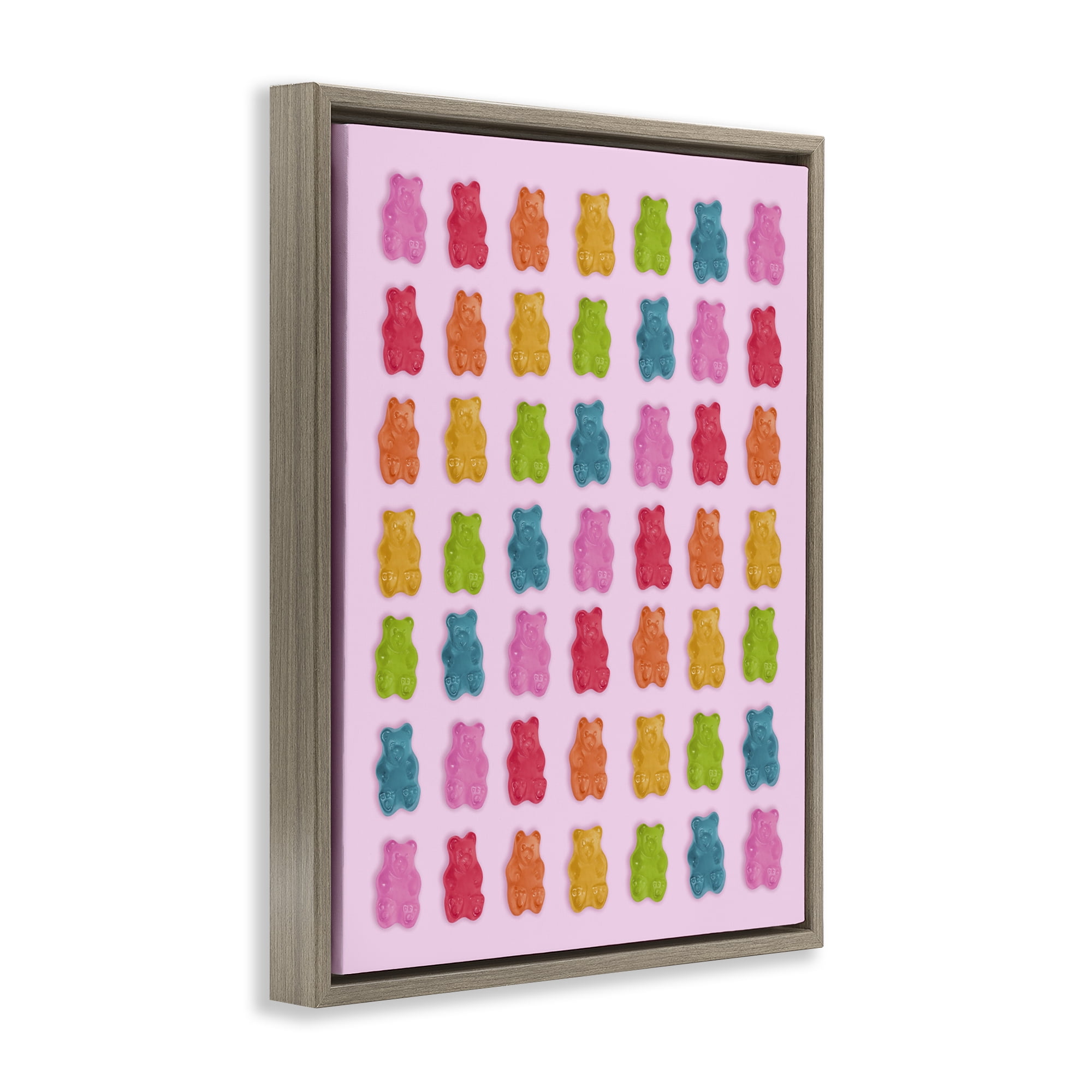 Stupell Industries Soft Rainbow Bears on Pink Brown Framed Floater Canvas Wall Art, design by LISH Creative