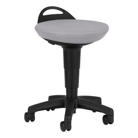 Rolling Adjustable-Height Padded Stool - Light Grey