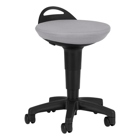 Rolling Adjustable-Height Padded Stool - Light Grey
