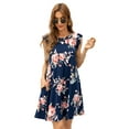 thumbnail image 1 of CALIPESSA Womens Summer Floral Print Ruffle Trim Round Neck Sleeveless A Line Pocket Casual Dress, 1 of 5
