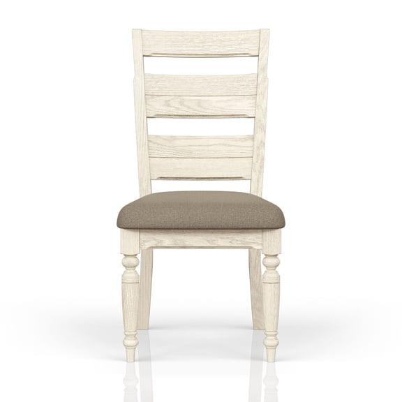 Ladder Back Side Chair - White Whitewash Finish Set of 2