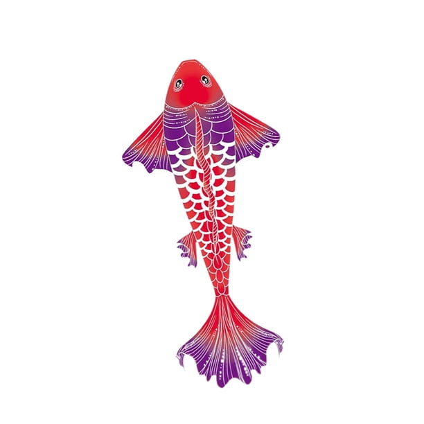 Koi Kite Cometa Creativa de Carpa Colorida Cometa Voladora Clásica Diseño Único Tela Ligera Resistente Adecuada para Niños Adultos Parques Fines de Se Rojo