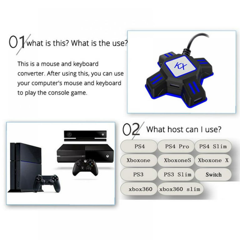 Adaptateur clavier et souris KX pour Nintendo Switch Xbox One S Xbox One X  PS4 PS3