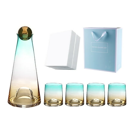 

Water Kettle Cup Set Retro Large Capacity Creative 1180ML Transparent Multicolor Home Bedroom Glass Pot Bedside Kettle