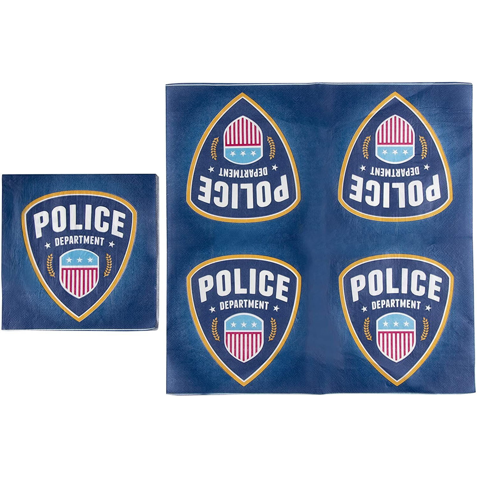 Serves 24 Napkins Spoons Forks Police Party Supplies for Kids Birthdays Includes Plastic Knives Cups Disposable Dinnerware Set Paper Plates 
