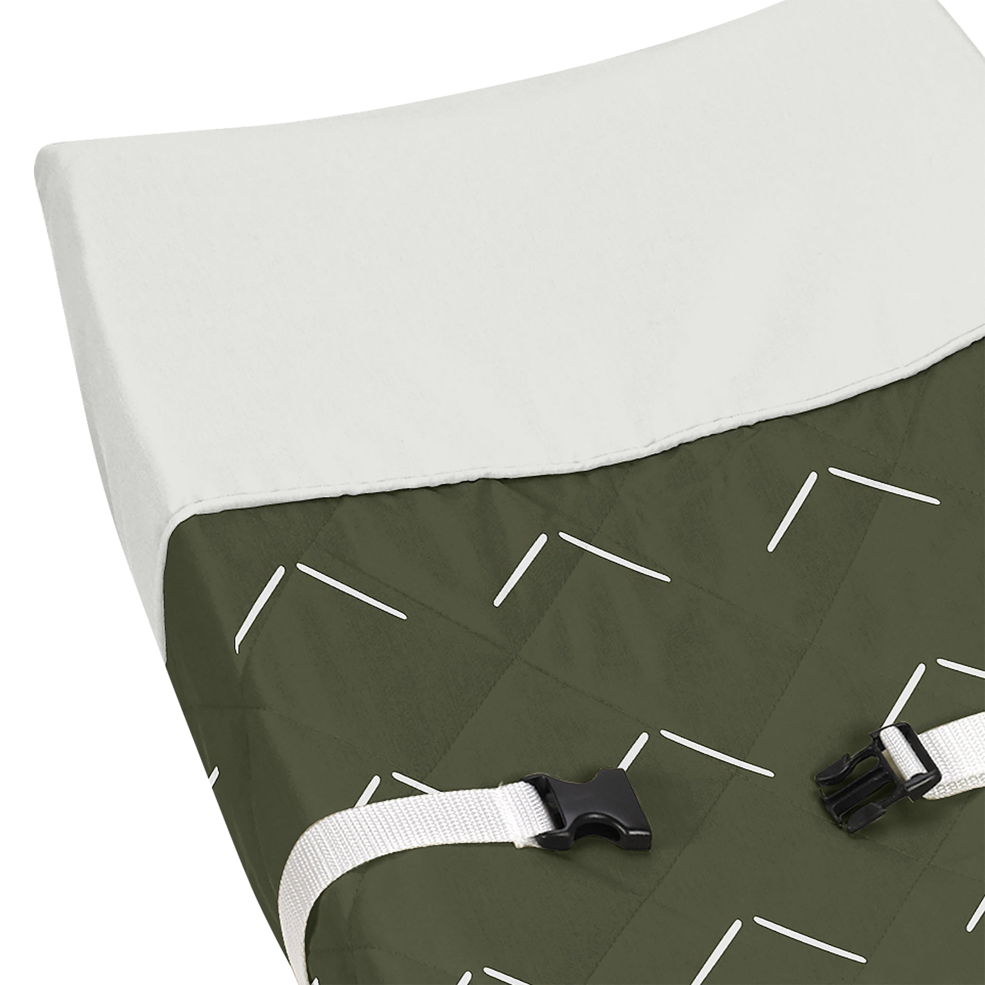 Sweet Jojo Designs Diamond Tuft Dark Green and Ivory Changing Pad Cover