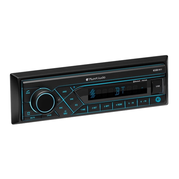 Planet Audio PM30B Car Stereo System - Single Din, Bluetooth Audio and Calling Head Unit, AM/FM Radio Receiver, No CD Player, AUX Input, USB, Hook Up To Amplifier